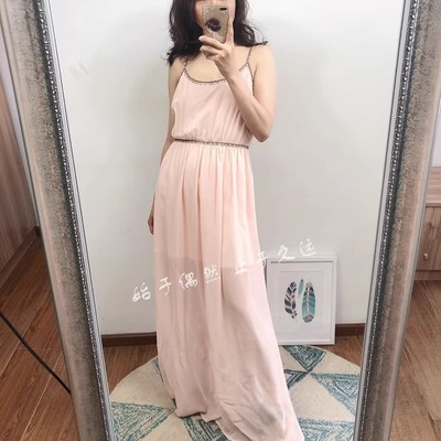 极简艺术美学 2025夏季秀场 重工串钻雪纺纱拖地晚礼服连衣裙新款