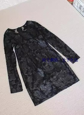 【回馈】2025春季新款黑色性感蕾丝网纱透明贴绣连衣裙显瘦亏清