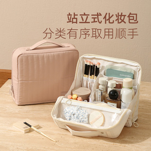 安琴大容量化妆包布艺高品质旅行多功能PU防泼水便携化妆收纳包