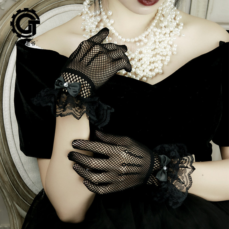 스틸 마스터 다크 브라이덜 메쉬 핑거 섹시한 레이스 스트레치 메쉬 시스루 장갑 여름 선크림 23