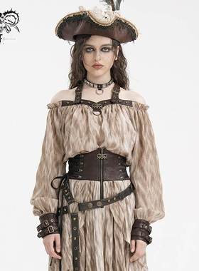 Devil Fashion恶魔时尚女装哥特挂脖一字肩长袖宽松T恤TT27702