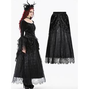 DARK IN LOVE哥特女装 宫廷风格花卉流苏长裙 KW410