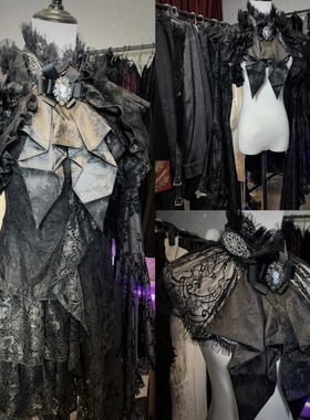 哥特朋克暗黑宫廷风美人头蕾丝领结AS15401