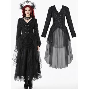 DARK IN LOVE哥特女装天鹅绒提花夹克长款风衣JW298