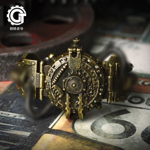 钢铁老爷 物理公式手表蒸汽朋克手表复古金属元素朋克翻盖手表
