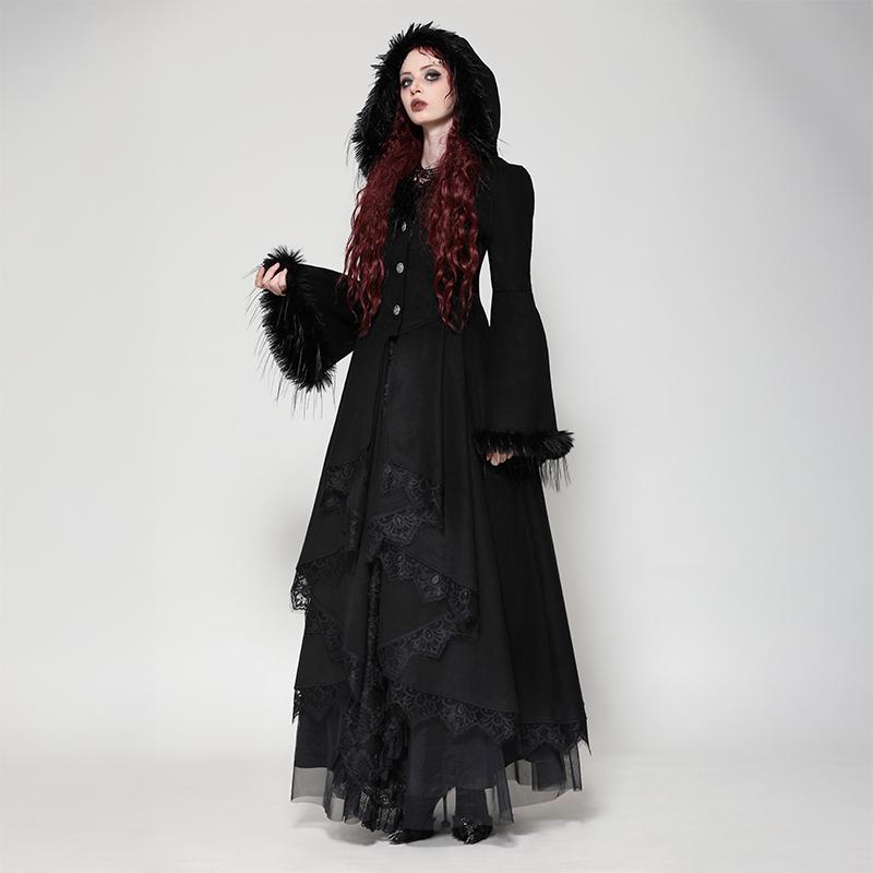 Dark in Love个性原创欧美哥特浪漫哥特毛绒大裙摆外套JW282