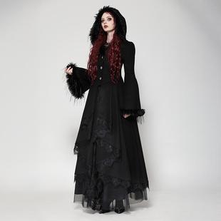原创欧美哥特浪漫哥特毛绒大裙摆外套JW282 Love个性 Dark