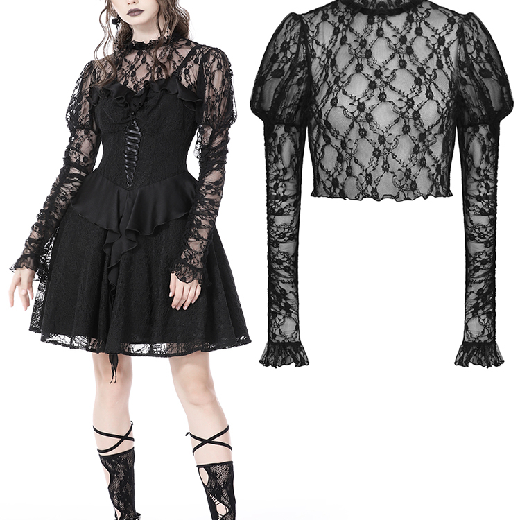 哥特女装黑暗Blace蕾丝长袖上衣