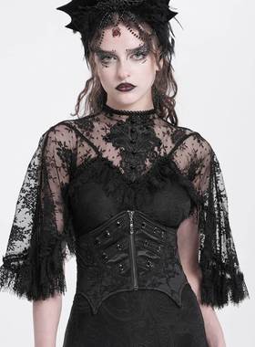 EVALADY恶魔时尚女装哥特朋克暗黑下摆类似蝙蝠状提花腰封EAS029
