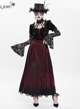 Devil Fashion恶魔时尚女装哥特 蕾丝边长裤半身裙ESKT069