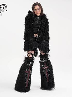 Devil Fashion恶魔时尚女装哥特朋克黑色毛毛腿套AS191