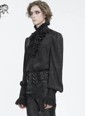 Devil Fashion恶魔时尚男装哥特男装暗黑系立领男士黑衬衫SHT116