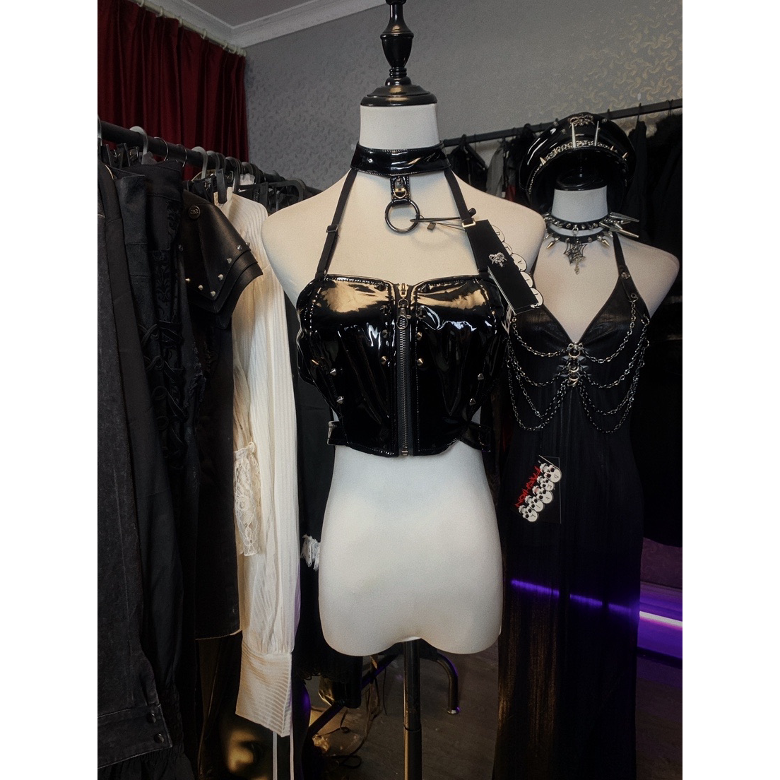 朋克摇滚风挂脖式吊带背心单件外穿夏季修身上衣马甲TT154