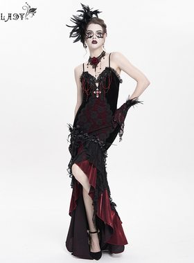Devil Fashion恶魔时尚女装哥特性感红色吊带连衣裙ESKT06302