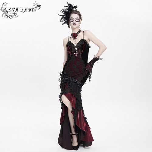 Devil Fashion恶魔时尚女装哥特性感红色吊带连衣裙ESKT06302
