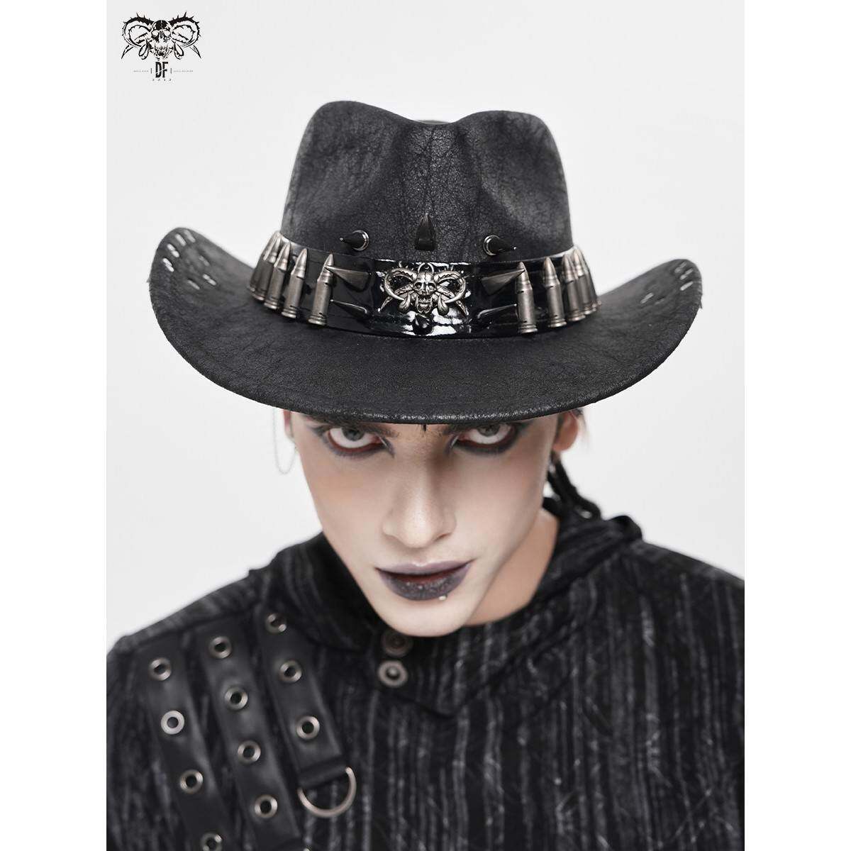 Devil fashion恶魔时尚 长短尖钉装饰朋克牛仔帽哥特头饰AS265A