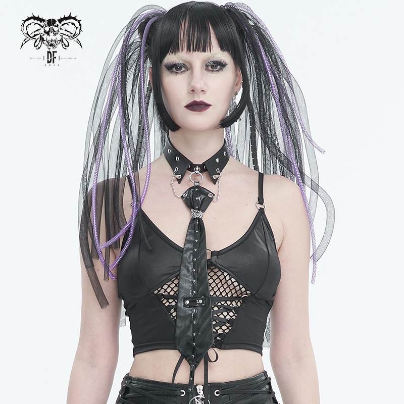 哥特女巫暗黑百搭黑色假领子加领带AS150