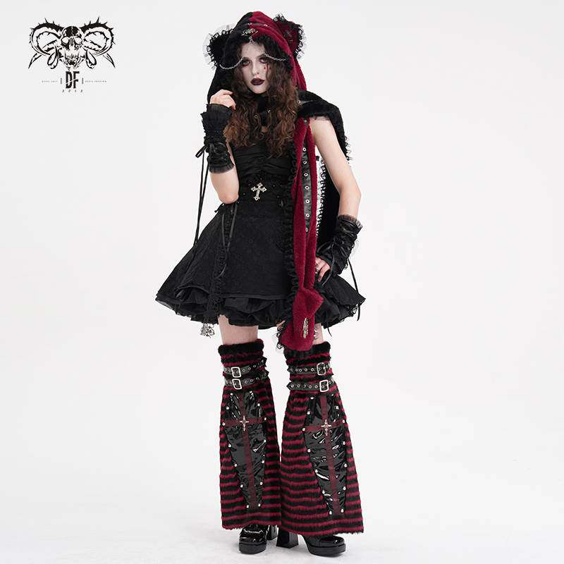 Devil Fashion恶魔时尚女装哥特朋克黑红条纹棺材腿套AS211
