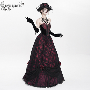 红色华丽连衣裙ESKT062 哥特 Devil Fashion女装