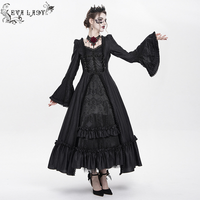 Devil Fashion恶魔时尚女装哥特华丽长袖连衣裙长裙ESKT06601