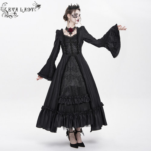 Devil Fashion恶魔时尚女装哥特华丽长袖连衣裙长裙ESKT06601