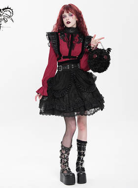 DevilFashion哥特风黑色蕾丝网纱蛋糕裙SKT23901