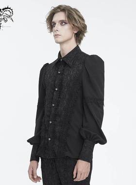 Devil Fashion恶魔时尚男装哥特朋克暗黑黑色串珠装饰长袖SHT121
