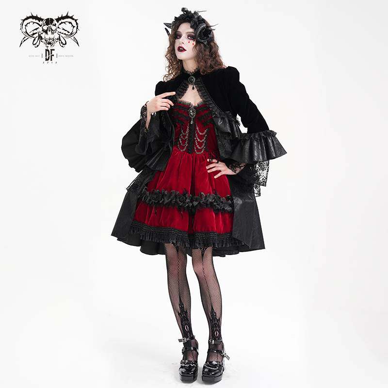 Devil Fashion恶魔时尚女装哥特暗黑蕾丝风衣外套 CT243