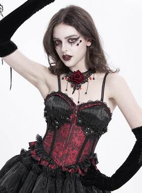 Devil Fashion恶魔时尚女装哥特玫瑰花提花吊带束身衣CST00802