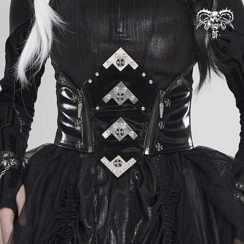 Devil Fashion恶魔时尚哥特暗黑女装亮面漆皮暗黑风束腹带AS278