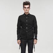 日常朋克长袖 摇滚风上衣夜店薄外套 加厚衬衣青春时尚 衬衫 秋冬季