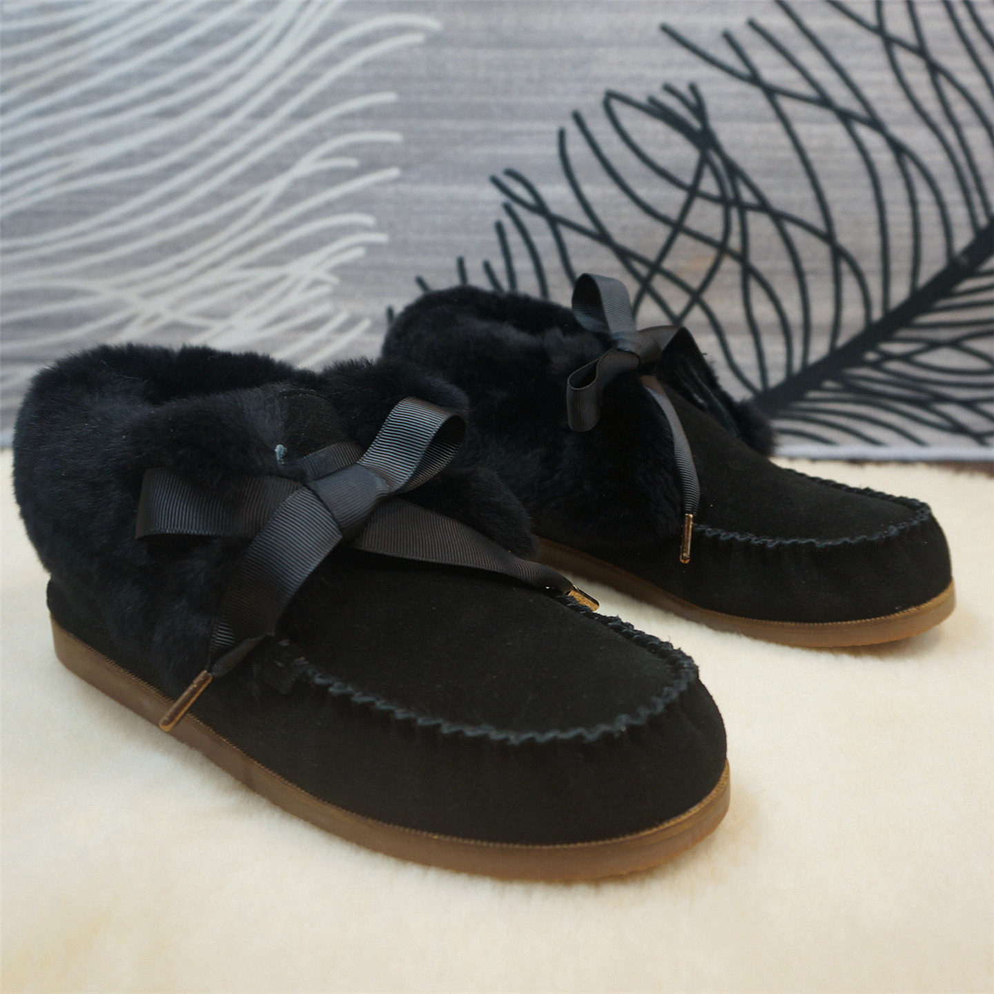 新款真皮牛皮羊毛女士雪地靴短筒蝴蝶结女套脚保暖棉靴橡胶底86-6,女鞋,时尚雪地靴,淘宝优惠券,粉丝福利购,淘宝优惠卷