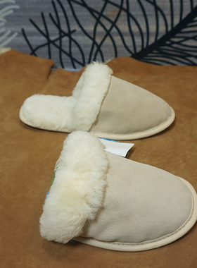 秋冬真皮羊毛居家拖鞋 包头拖 男女情侣款家居鞋 91-5