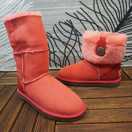 冬季新款真皮羊皮毛一体雪地靴套筒短筒靴两穿保暖女棉靴69-4