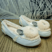 女鞋 套脚包子鞋 懒人鞋 真皮牛皮羊毛一体豆豆靴 羊毛豆豆鞋 443