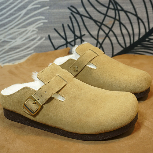 冬季博肯外穿半拖鞋防滑橡胶底