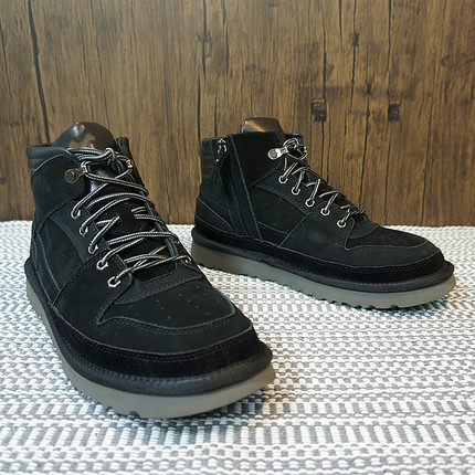 冬季新款真皮羊毛一体雪地靴男士复古圆头平跟靴情侣款短筒C28-7A