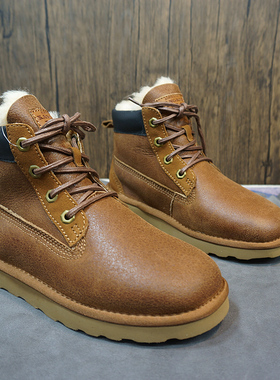 冬季真皮羊皮毛一体雪地靴 系带情侣鞋平跟男女保暖棉靴30-16