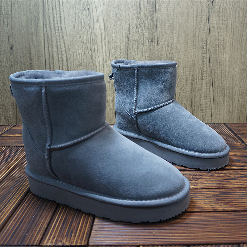 真皮牛皮羊毛女士雪地靴 冬季新款内增高女靴 中筒靴套筒棉靴12-7