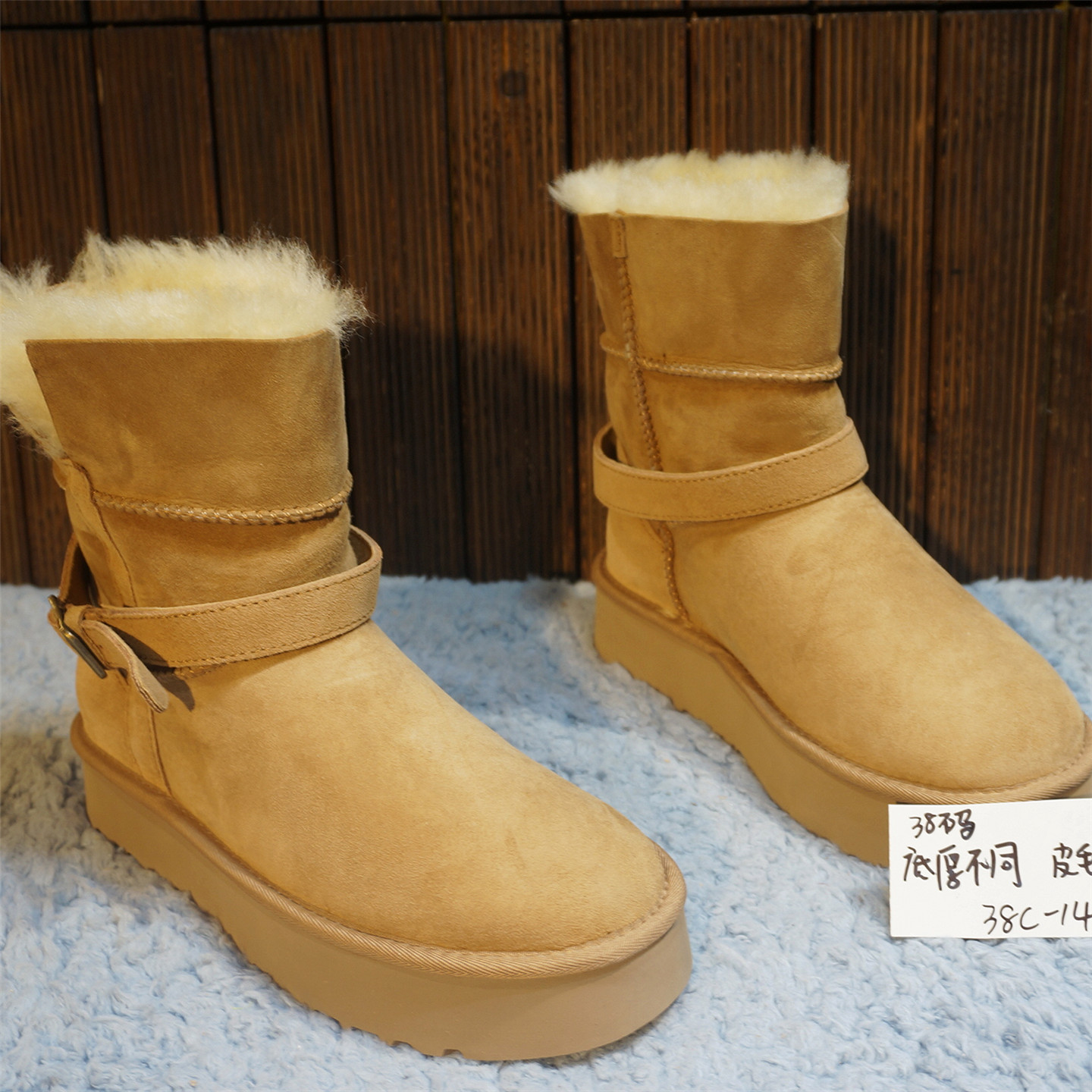 38 39 40码看说明样板鞋孤品真皮羊毛女雪地靴冬季保暖棉靴38C-3