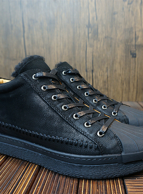 新款真皮羊皮毛一体男士马丁靴 系带短筒靴冬季保暖男靴子21-1