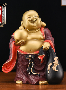 黄铜弥勒佛大肚笑佛像家居装饰品