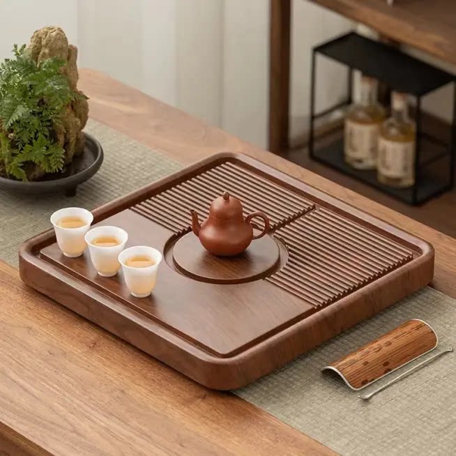 武夷高山楠竹茶盘方形简约功夫茶具套装家用茶海茶托排水式茶台托