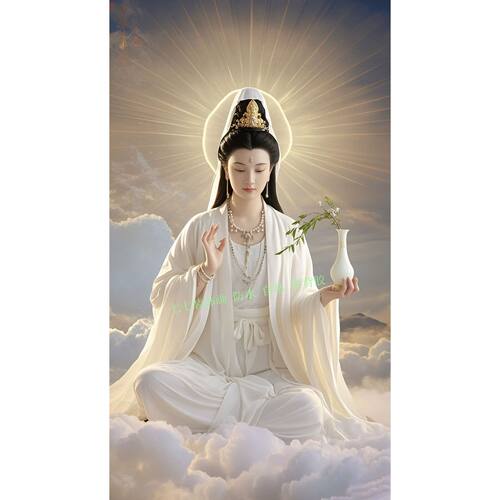 观音菩萨保佑平安自粘贴画客厅玄关书房不干胶贴纸