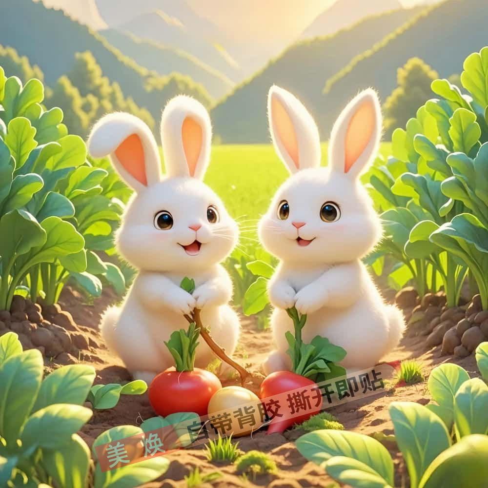 新款可爱治愈儿童房装饰防潮可爱兔子墙壁门窗美化不干胶贴纸