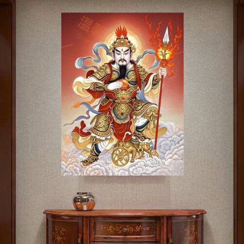华光大帝画像贴画书房玄关贴画客厅装饰贴画走廊沙发背不干胶贴纸