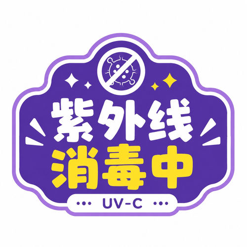 紫外线消毒中警示贴医院诊所学校车间专用安全提示不干胶贴纸