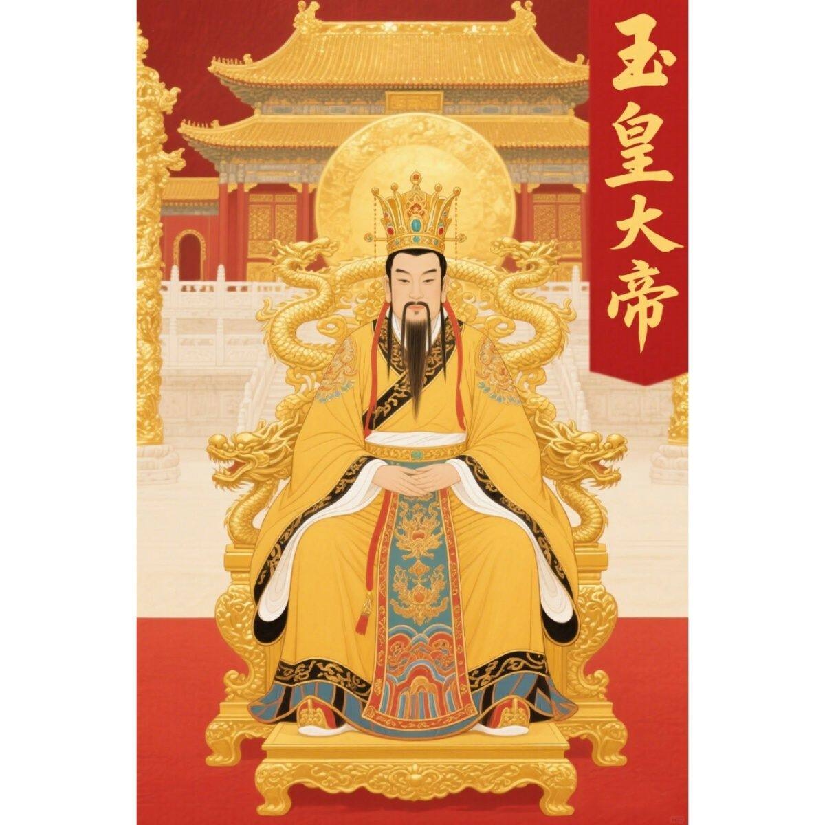 神像 仙韵海报降临 玉皇大帝 王母娘娘坐镇 镇宅又惊艳不干胶贴纸