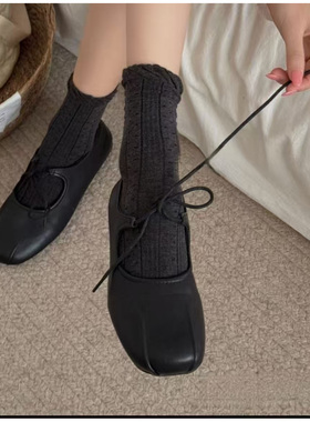 【李夫人粉丝专享】春夏新款纯色泡泡边中筒堆堆袜7576