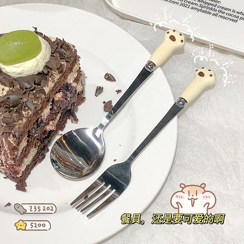 可爱卡通儿童吃饭小勺子叉子